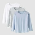 thumbnail image 2 of idosla 3-Pack Girls' Long Sleeve Shirts Kids Basic Long Sleeve Solid Color Tees Toddlers' Crew Neck Soft Loose Fall Tops (White2, 11-12 Years), 2 of 5