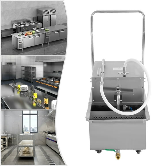 TFCFL 55L Fryer Oil Filter Cart Machine Commercial Kitchen Oil Filtration System Oil Separator Filter Truck 550W
