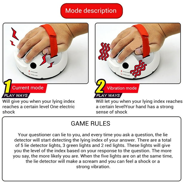 Mini detector de mentiras, polígrafo ajustable, juguete de descarga eléctrica, divertido juego de mesa