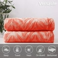 thumbnail image 4 of Whale Flotilla Flannel Fleece Twin Size 60x80 Inch Bed Blanket, Soft Velvet Lightweight Bedspread Plush Fluffy Coverlet Chevron Design Decorative Blanket for All Season, Coral, 4 of 9
