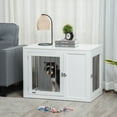 thumbnail image 2 of PawHut End Table Pet Cage Kennel with Two Doors for Medium Dogs, White, 2 of 10