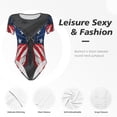 thumbnail image 4 of Fotbe Butterfly With USA Flag Women's Crew Neck Short Sleeves Bodysuit Tops Round Neck Slim Sleeveless Soft Comfortable Basic-XX-Large, 4 of 7