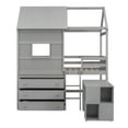 thumbnail image 6 of Harper & Bright Designs Twin Size House Loft Bed with Rolling Portable Desk and Storage, Kids Low Loft Tree House Bed Frame w/ 3 Drawer Chest, Ladder and Guardrail for Teens Boys Girls, Gray, 6 of 15