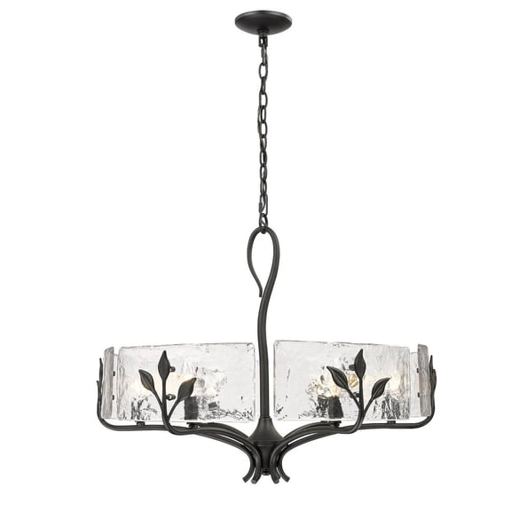 Calla 6-Light Chandelier in Natural Black with Hammered Water Glass