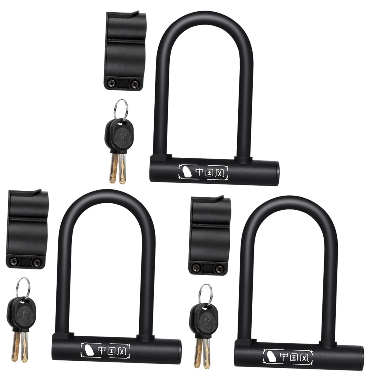 Set of 3 Motorcycle Bike U-lock U Shaped Bike Lock 18X13X2.6CM Black