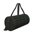 thumbnail image 3 of Gaeub Buffalo Plaid Dark Green Lightweight Travel Cylinder Bag Gym Tote Bag Sports Training Duffle Bag with Pockets and Straps, 3 of 8