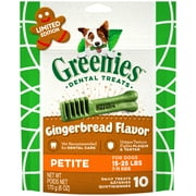 ($5 Gift Card Included) Greenies Gingerbread Flavor Petite Dental Dog Treats, 6 Oz. Pack (10 Count), Great Holiday Dog Stocking Stuffers