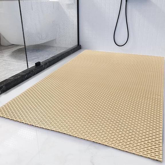 58 x 32 Extra Large Shower Mat for Shower Stall Tub, Non Slip Bath Mat Bathroom Accessories, PVC Mats for Shower and Bathroom, Quick Drying, (Khaki, 58"x32")