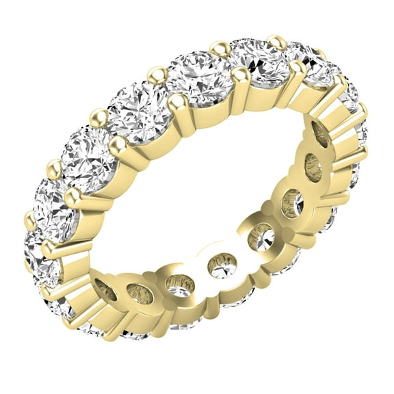 Dazzlingrock Collection Round White Diamond Eternity Stackable Ring Wedding Band for Women (2.25 ctw, Color I-J, Clarity I2-I3) in 10K Yellow Gold, Size 4