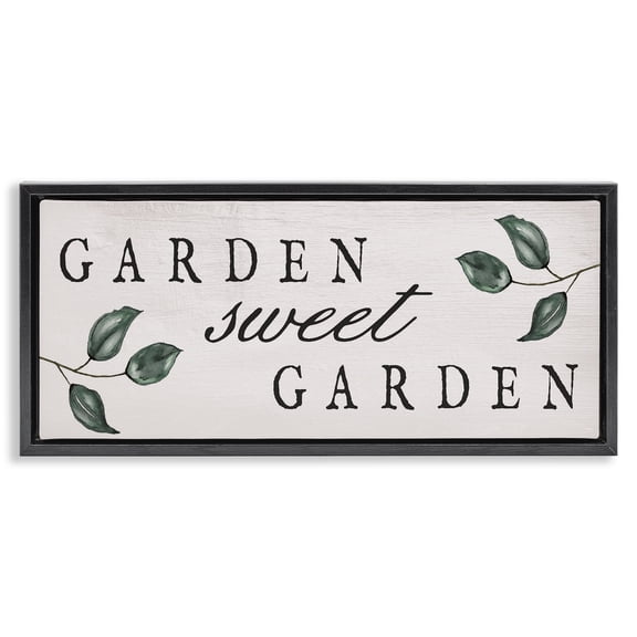 Stupell Industries Cottage Sweet Garden Sign Black Floating Frame Canvas Art, 25 x 11, by Lil' Rue