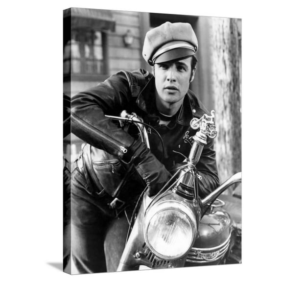 Art.com The Wild One, Marlon Brando, 1954, Leather Jacket Stretched Canvas Print Wall Art, 18" x 24"