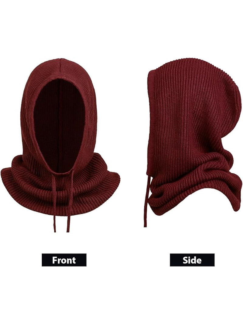 Hooded Scarf Hat Knit Balaclava, Women Beanie Skull Cap with  display picture 1