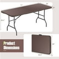 thumbnail image 3 of Costway 350 LBS Fold-in-Half Table with Rattan-Like HDPE Tabletop Safe Lock Mechanism, 3 of 10