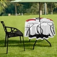 thumbnail image 7 of Coolnut 60" Love HeFlowers Leaves Outdoor Round Tablecloth, Waterproof Stain-Resistant Non-Slip Circular Tablecloth with Umbrella Hole and Zipper for Tabletop Backyard Party BBQ Decor, 7 of 7