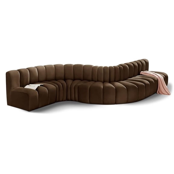 Meridian Furniture Arc Brown Velvet Modular Sectional