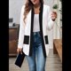 thumbnail image 5 of Chaqueta de Larga con Cuello de Muesca, Color y Negro, para Mujer, Básica, Otoño-Invierno. M, 5 of 9