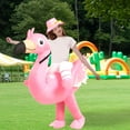 thumbnail image 5 of Inflatable Flamingo Costume for Adults and with Pink Hat, Blow Up Ride on Flamingo Costume for Halloween Christmas Party, Funny Costume for Men & Women (4.9-6.2 ft), 5 of 9