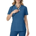 thumbnail image 3 of OSFVNOXV Scrub Tops for Women Formal Buttons Down Short Sleeve Notch V-Neck Nurse Uniform Workwear, 3 of 8