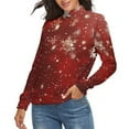 thumbnail image 2 of Elegant Red Christmas with Snowflake Women's Turtleneck Sweater Long Sleeve Ribbed Fitted Turtle Neck Casual Fall Winter Collection Top S, 2 of 4