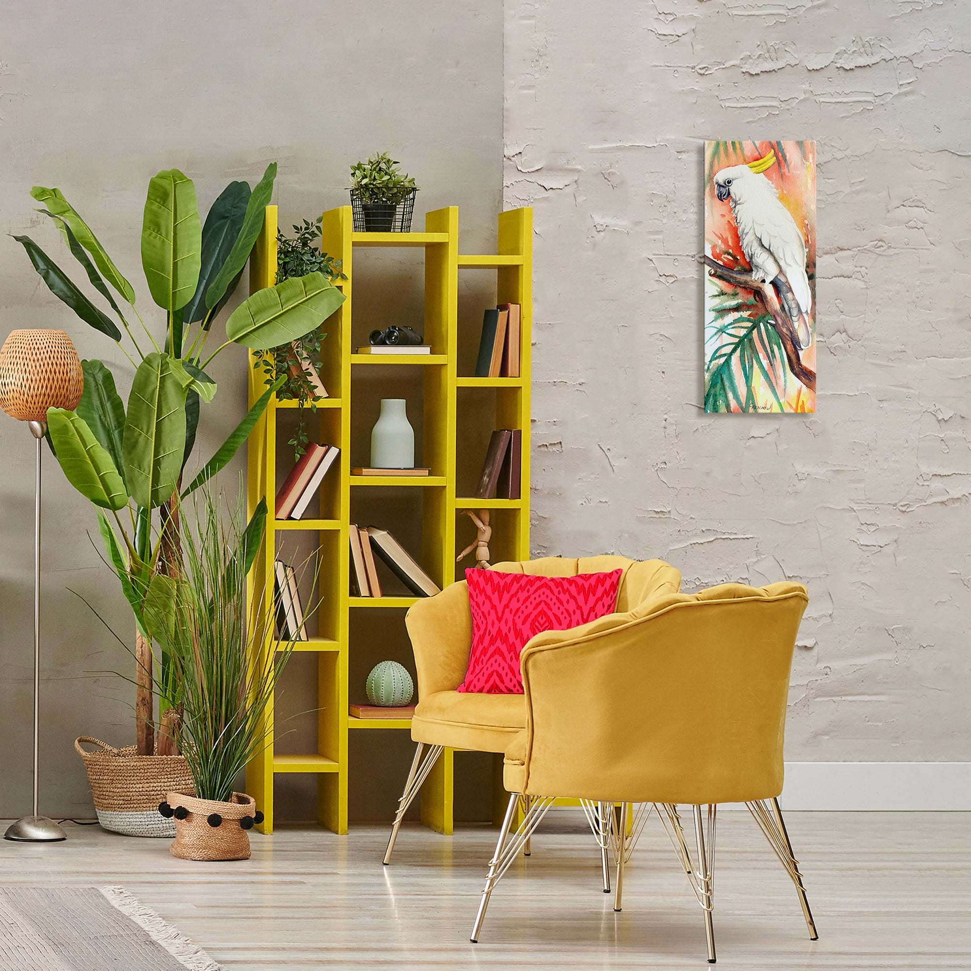 Stupell Industries Sulfer Crested Cockatoo Animals & Insects Painting Gallery Wrapped Canvas Art Print Wall Art, 10 x 24