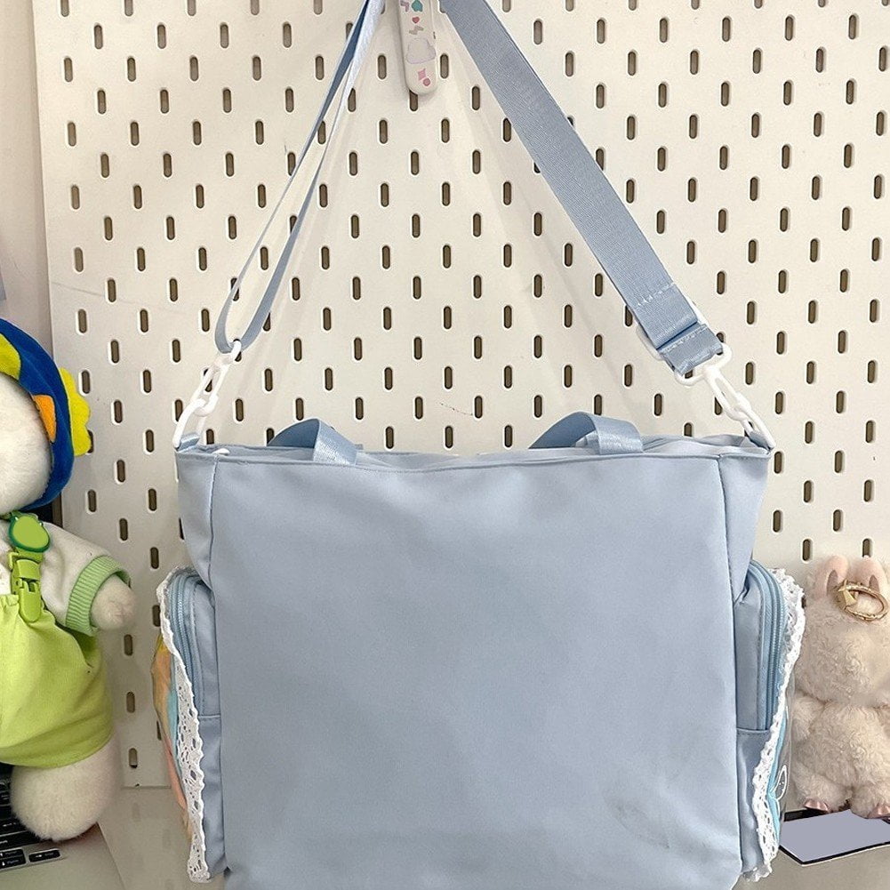 Hzzsbu Lace Bow Ita Bag Transparent Pin Display Crossbody