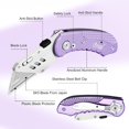 thumbnail image 3 of xianyou-Utility Knife Heavy Duty Box Cutter with 5 SK5 Quick Change Blades, Safety Axis Lock Design Razor Knife, Lightweight Aluminum Body Belt Clip for Office （Light Purple）, 3 of 4