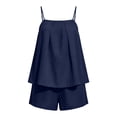 thumbnail image 5 of akafmk Shorts Sets for Women 2 Piece Summer Linen Camisole Top and Shorts with Pockets Homewear Sleepwear Pajamas Casual Outfits, 5 of 7
