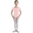 thumbnail image 3 of Aiihoo Kids Girls Short Sleeves Round Neck Classic Plain Ballet Dance Leotard Gymnastics Activewear Jumpsuit Pink 8, 3 of 7