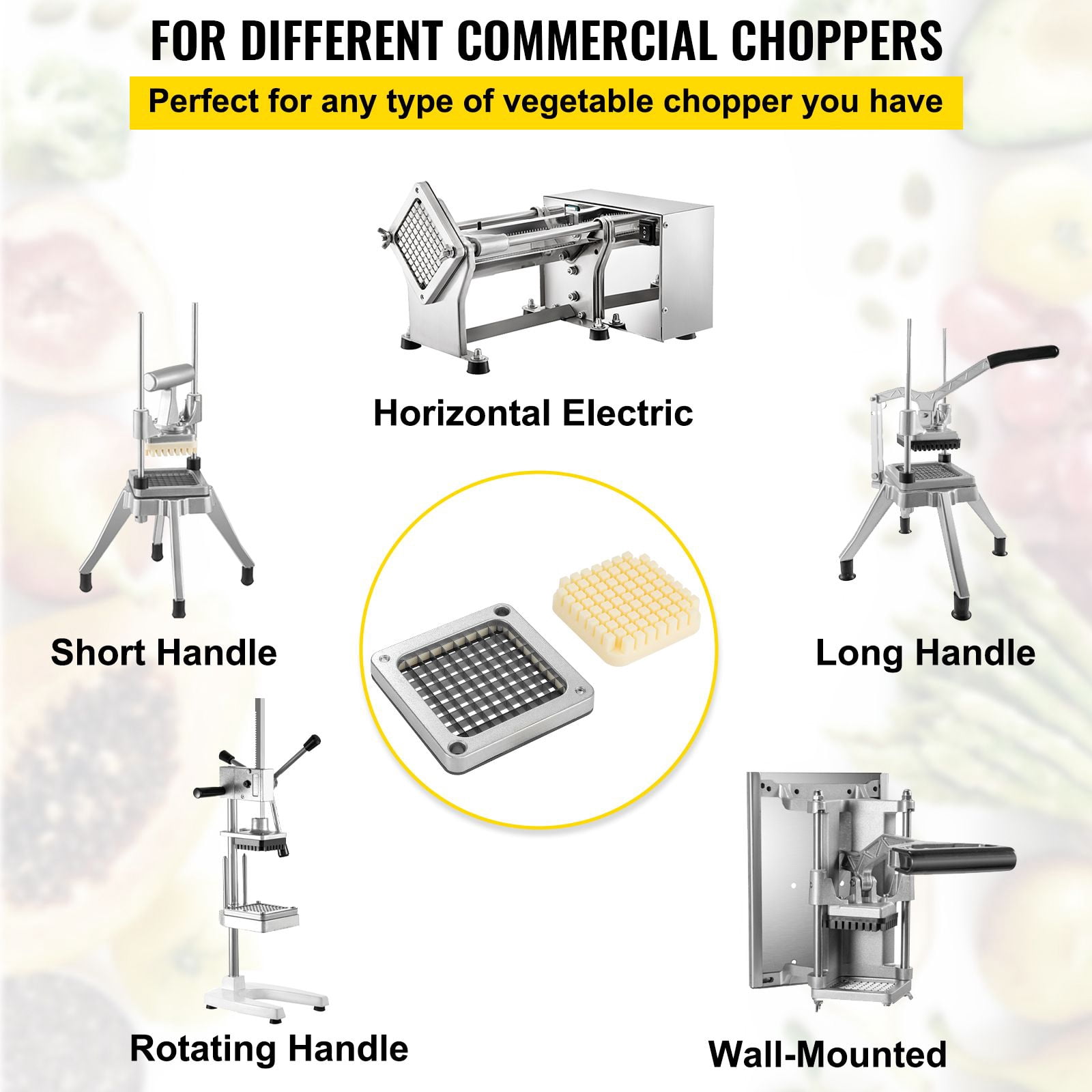 Replacement Chopper Blades 3-Pack, 3/8 Inch Cutting Size, Stainless Steel Blades with Aluminum Frame, Detachable, Compatible with Commercial Vegetable Choppers