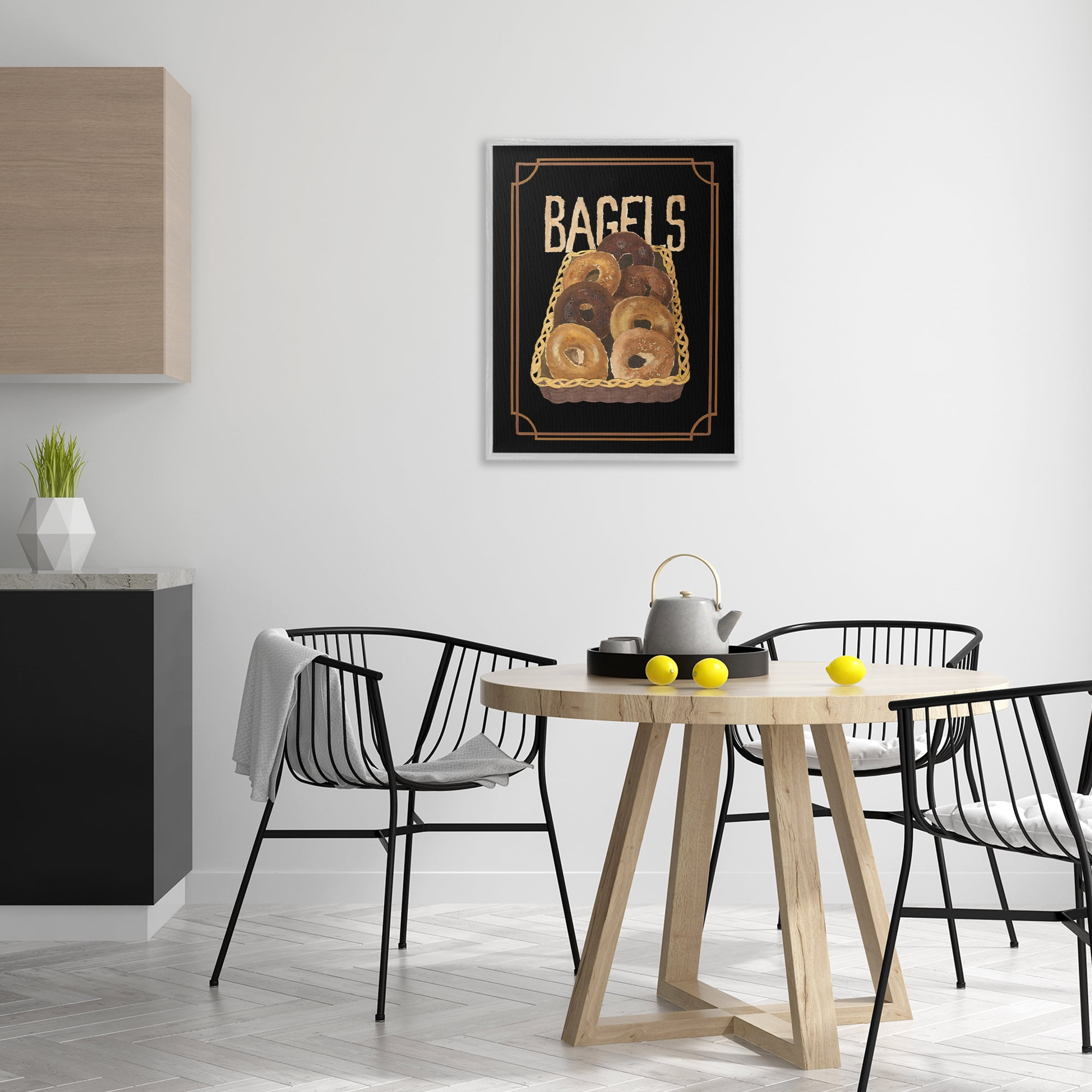 Stupell Industries Basket Of Bagels Food & Beverage Painting Gray Framed Art Print Wall Art, 24 x 30