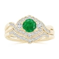 thumbnail image 4 of Angara Natural 0.45 Ct. Emerald with Diamond Vintage Inspired Ring in 14K Yellow Gold for Women (Ring Size: 3.5), 4 of 10