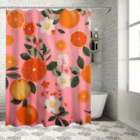 PRATYUS Peach Shower Curtains for Bathroom Decor - Pink Bathroom Shower Curtain Fabric Orange Bathroom Decor Curtains with Hooks - Colorful Shower Curtain Waterproof Curtains Floral 36x72