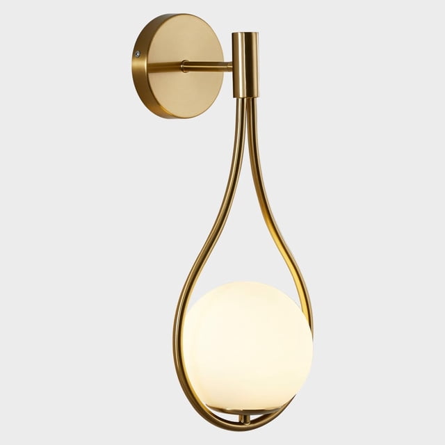 Lámpara de pared Fulesi Globe Glass, dorada, de mediados de siglo, moderna