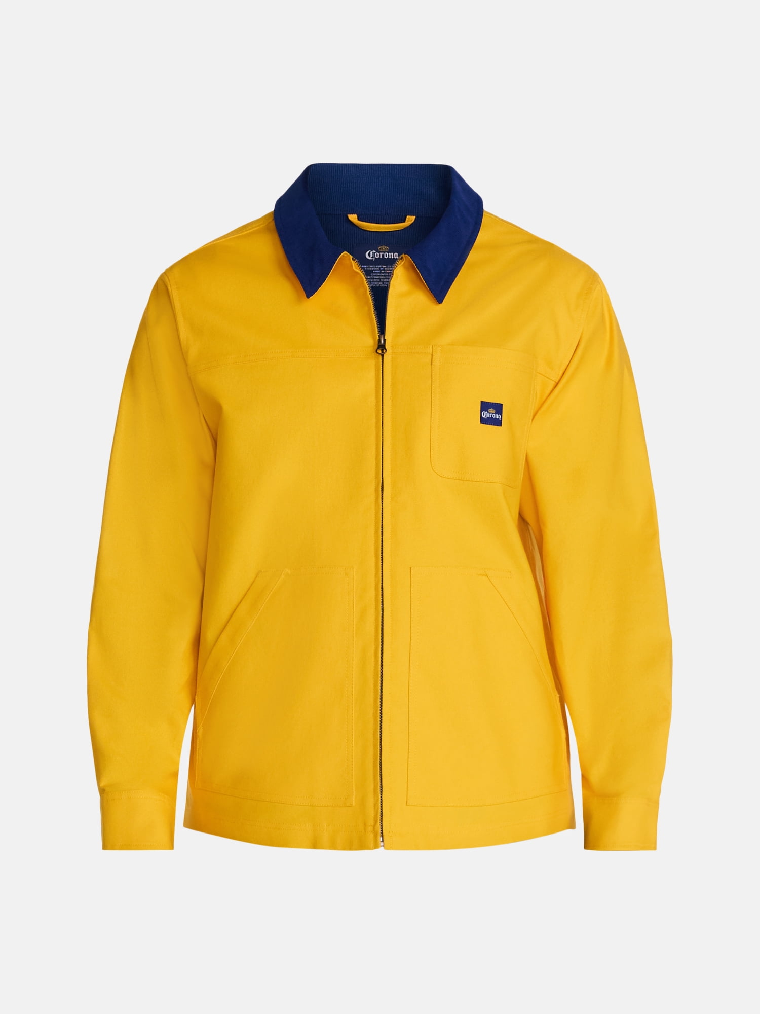 Corona Men's Graphic Canvas Jacket with Contrast Collar, Long Sleeves, and Multiple Pockets, Available in Sizes S-3XL