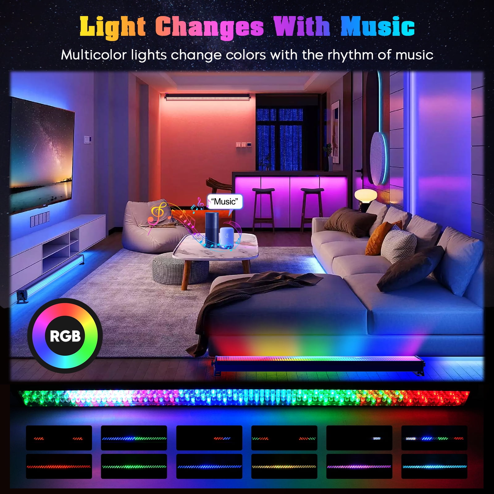 4X RGB Wall Wash Light Bar 252 LED DMX Strobe Stage DJ Beam Lighting Effect DJ Disco Home Party Deco