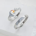 thumbnail image 5 of Glowing Band Moonstone Silver Couple Matching Promise Rings for Couples, Women, Men, Him, Her Set of 2 - Adjustable, Gift Wrap, 5 of 6
