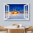 thumbnail image 3 of AatoeaX Canvas Print Wall Art Window View Christmas Light Winter Wonderland Celebrations & Holidays Nature Photography Realism Landscape Colorful Multicolor for Living Room, Bedroom, Office, 3 of 4
