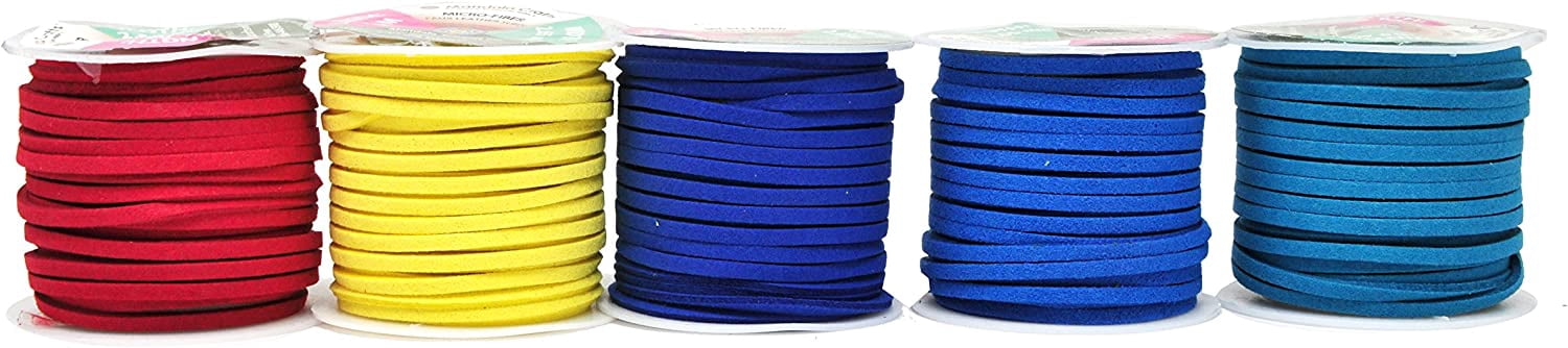 Mandala Crafts 138 Yards 2.65mm 25 Assorted Faux Suede Cord - Flat Vegan Leather Cord for Jewelry Making Beading - Leather String Cord Leather Lace for Necklace Bracelet 25 Assorted Color 2.65mm 138 Yards
