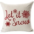 thumbnail image 3 of 4 Happy Winter Beige Shadow Varios copos de nieve Let It Snow en rojo Funda de almohada de algodón feliz Funda de cojín personalizada Nueva oficina en casa, 3 of 4