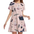 thumbnail image 4 of Vestido corto hasta la rodilla de manga corta con cuello redondo para mujer, minivestido Sexy con estampado de Mickey y Minnie de Disney para fiesta de Halloween, 2022, 4 of 5