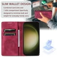 thumbnail image 4 of Case for Samsung Galaxy S21 , Leather Magnetic Folio Cover with Card Holder,Kickstand - TPU Shockproof Durable Protective Phone Case , Red, 4 of 13