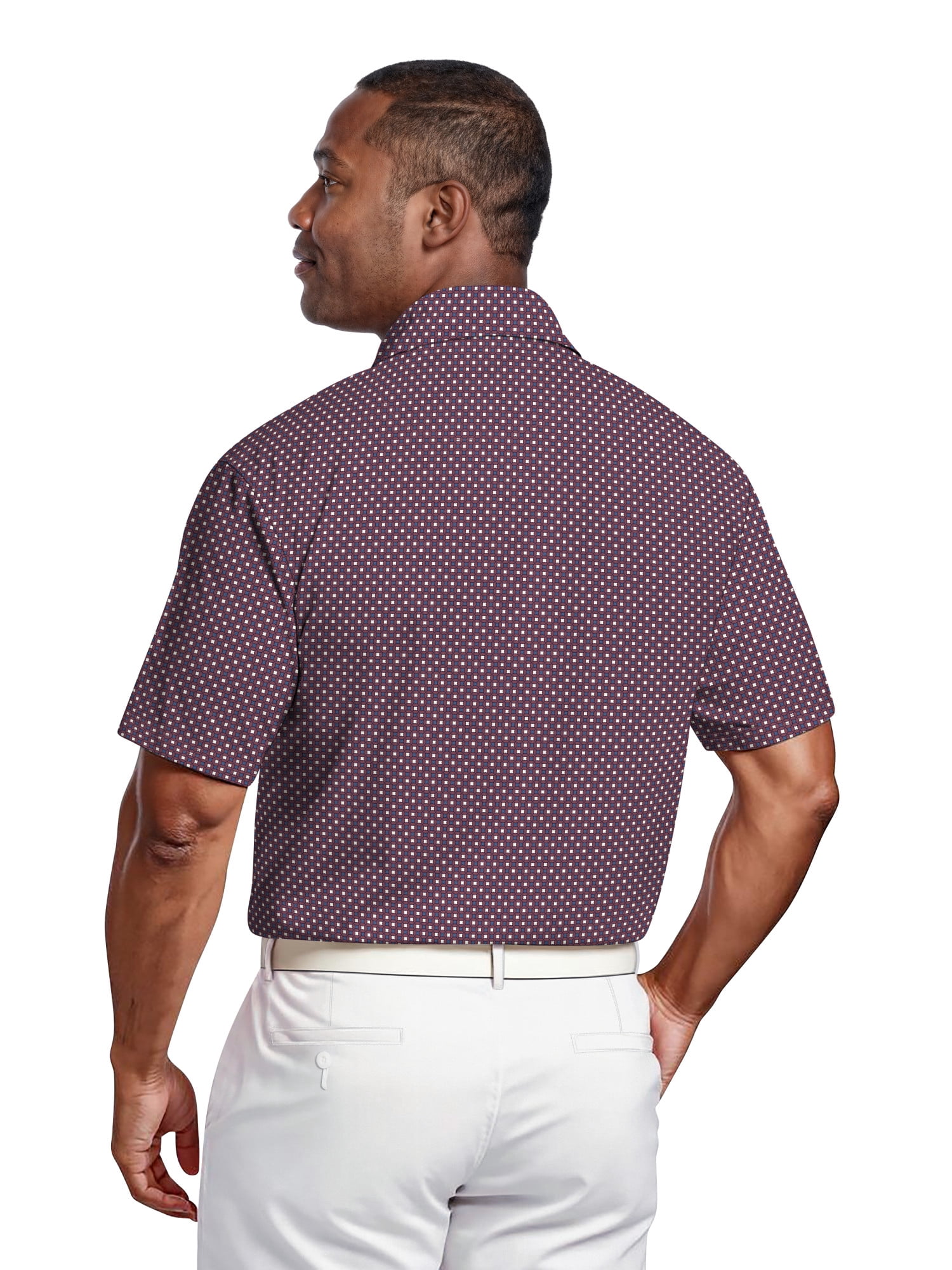Ben Hogan Men's & Big Men's Performance Allover Geo Print Short Sleeve Golf Polo Shirt, Sizes S-5XL