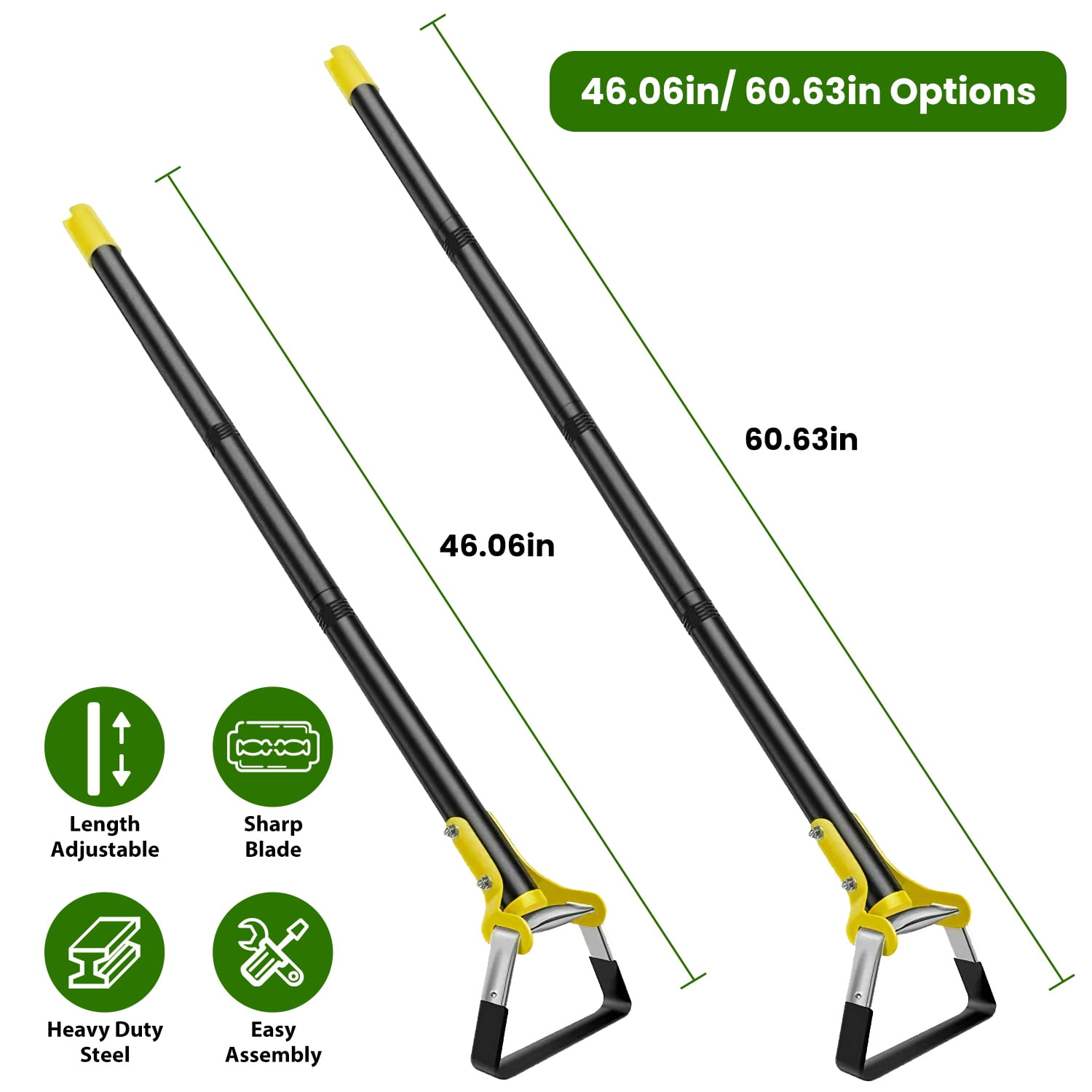 iMounTEK 46in Adjustable Handheld Scuffle Loop Hoe Gardening Weeder Cultivator Weeding Rake for Weeding
