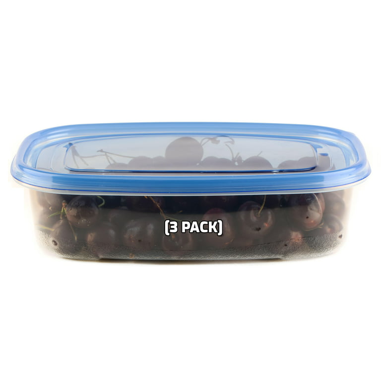 3 PACK] 64oz Rectangular Oblong Plastic Reusable Storage Containers with  Snap On Lids - Airtight Stackable Reusable Plastic Food Storage,  Leak-Proof, Meal Prep, Lunch, Togo, BPA-Free 