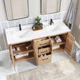 thumbnail image 5 of Vinnova San 72" Double Sink Wood Bath Vanity with Grain Stone in Brown/White, 5 of 16