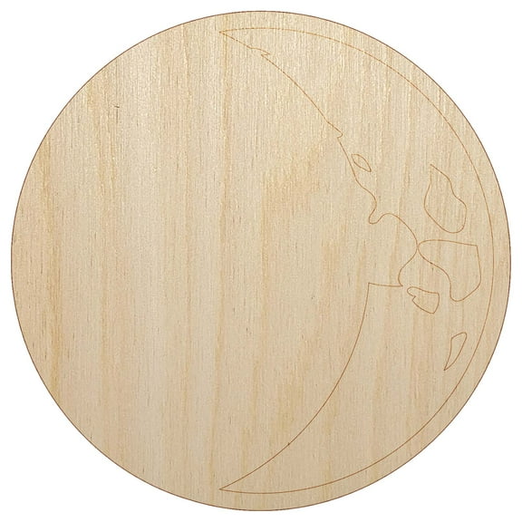 Waxing Crescent Moon Phase Wood Shape Unfinished Piece Cutout Craft DIY Projects - 4.70 Inch Size - 1/8 Inch Thick