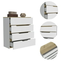 Zoe Dresser, Superior Top, Four Drawers -White / Light Oak
