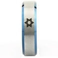 thumbnail image 2 of MJ Metals Jewelry Men's / Women's White Tungsten Carbide Star of David Blue Plated Edges Wedding Band 6mm Ring Size 9.5, 2 of 4