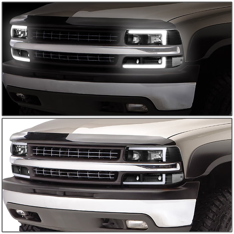 LED DRL Headlights with Clear Corners; Black Housing; Clear Lens (92-96 F-150, F-250, F-350 LED DRL Headlights with Clear Corners; Black Housing; Clear Lens (92-96 F-150, F-250, F-350