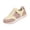 Beige, variant on Women's Fashion Casual Sneakers, Lightweight Faux Leather Lace-Up Athletic Shoes with Metallic Trim for All Season Daily Comfort